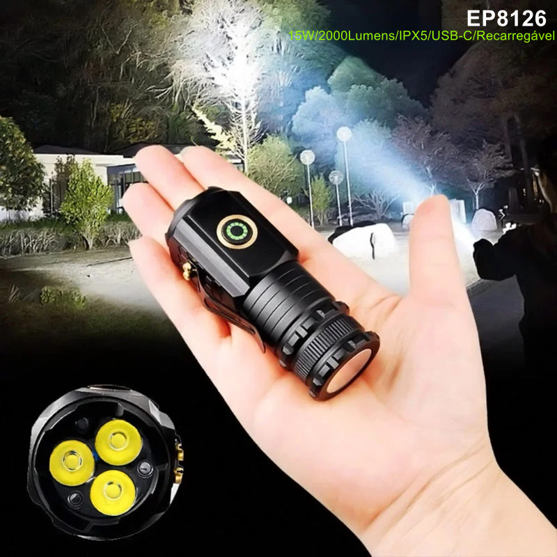 Linterna Led de 3 núcleos recargable 