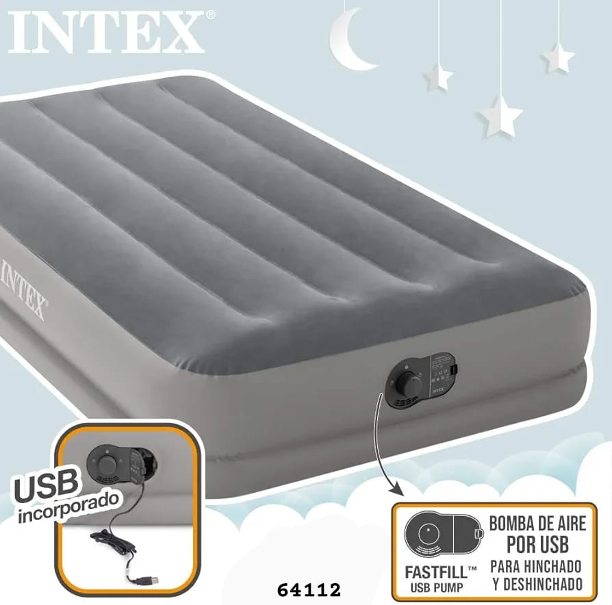 Colchón Intex con bomba auto inflable usb